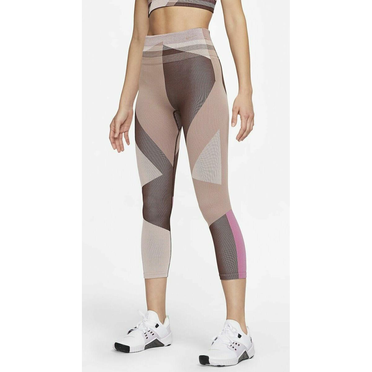 Nike Women`s Sculpt Icon Clash Seamless 7/8 Training Tights-large-desert Dust-nw