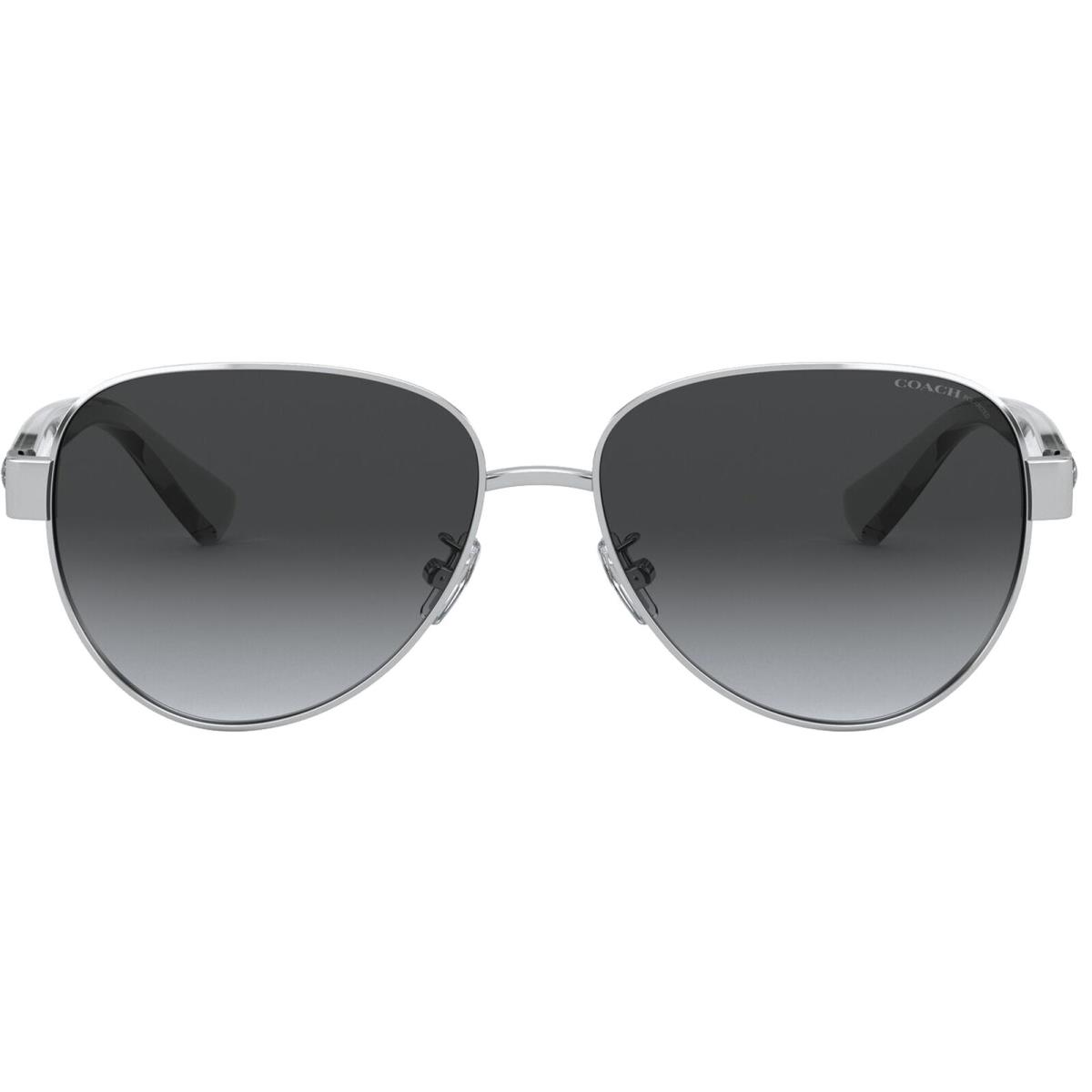 Coach Women`s Polarized Shiny Silver-tone Aviator Sunglasses - HC7111-9001T3-57