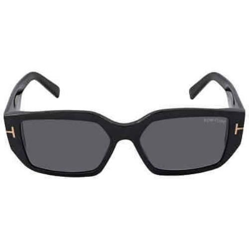 Tom Ford Silvano Smoke Rectangular Men`s Sunglasses FT0989 01A 56 FT0989 01A 56