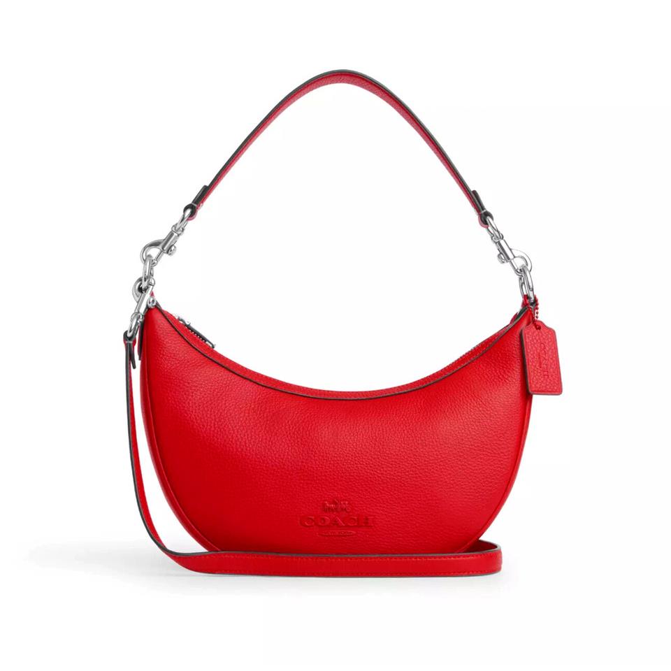 Coach CP099 Aria Shoulder Leather Crossbody Bag Bright Poppy