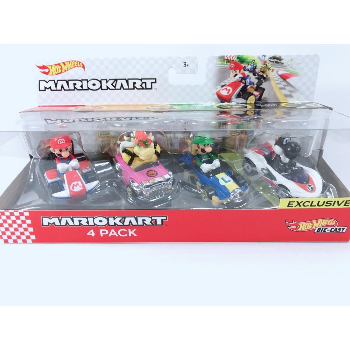 Hot Wheels Mariokart Diecast 4 Pack with Exclusive Black Yoshi P-wing