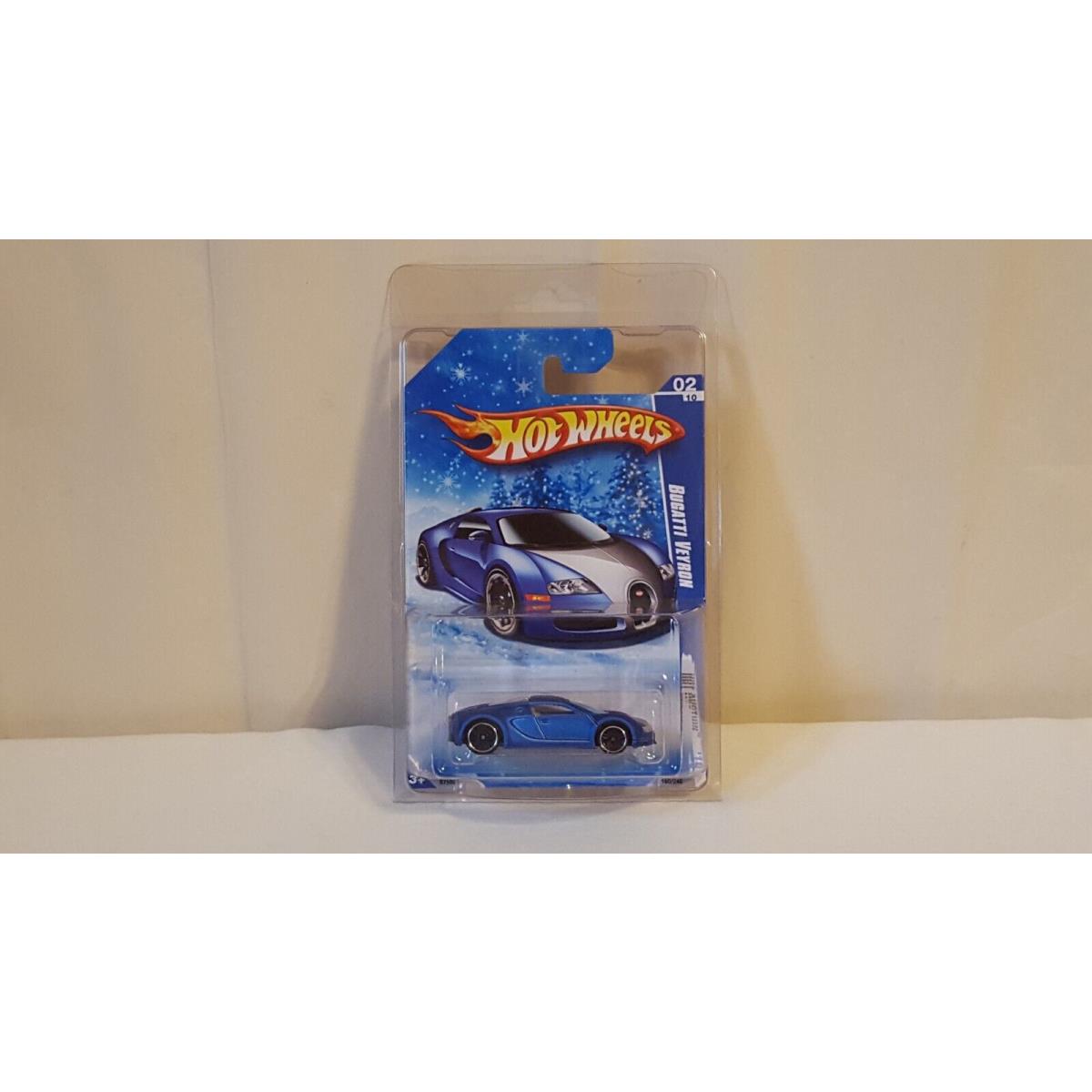 2010 Hot Wheels Satin Blue Bugatti Veyron Target Exclusive Snowflake W/protecto