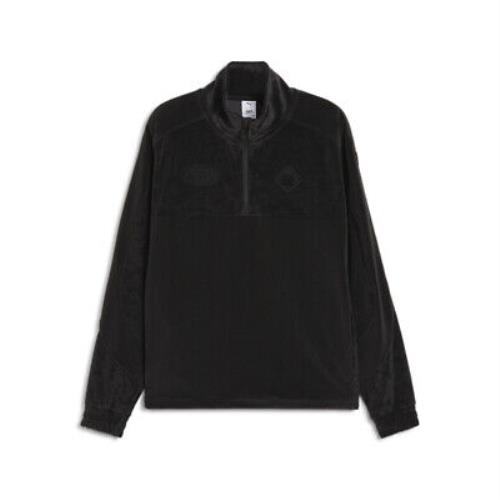 Puma Velour Half Zip Pullover Sweatshirt X Pam Mens Black 62268201
