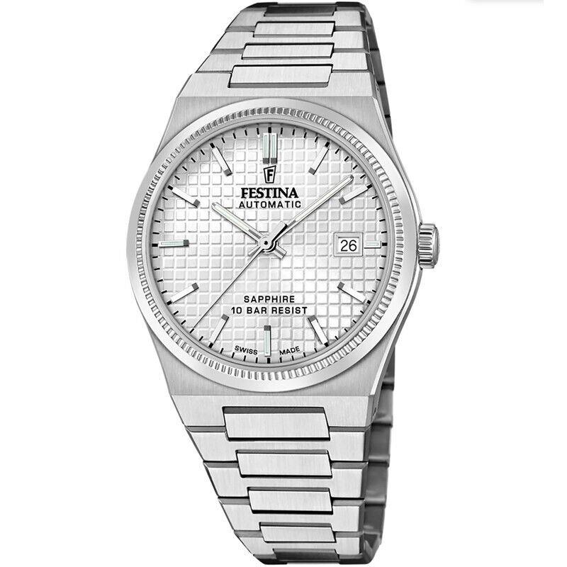 Festina Swiss Made Auto 40MM Silver Dial SS Men`s Watch F20028-1