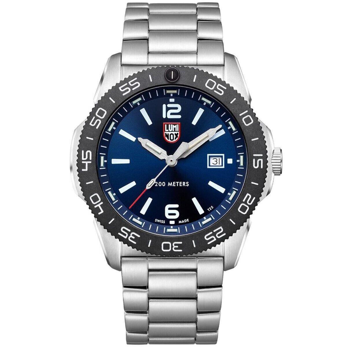Luminox Men`s Watch Pacific Diver Swiss Quartz Blue Dial Silver Bracelet XS.3123