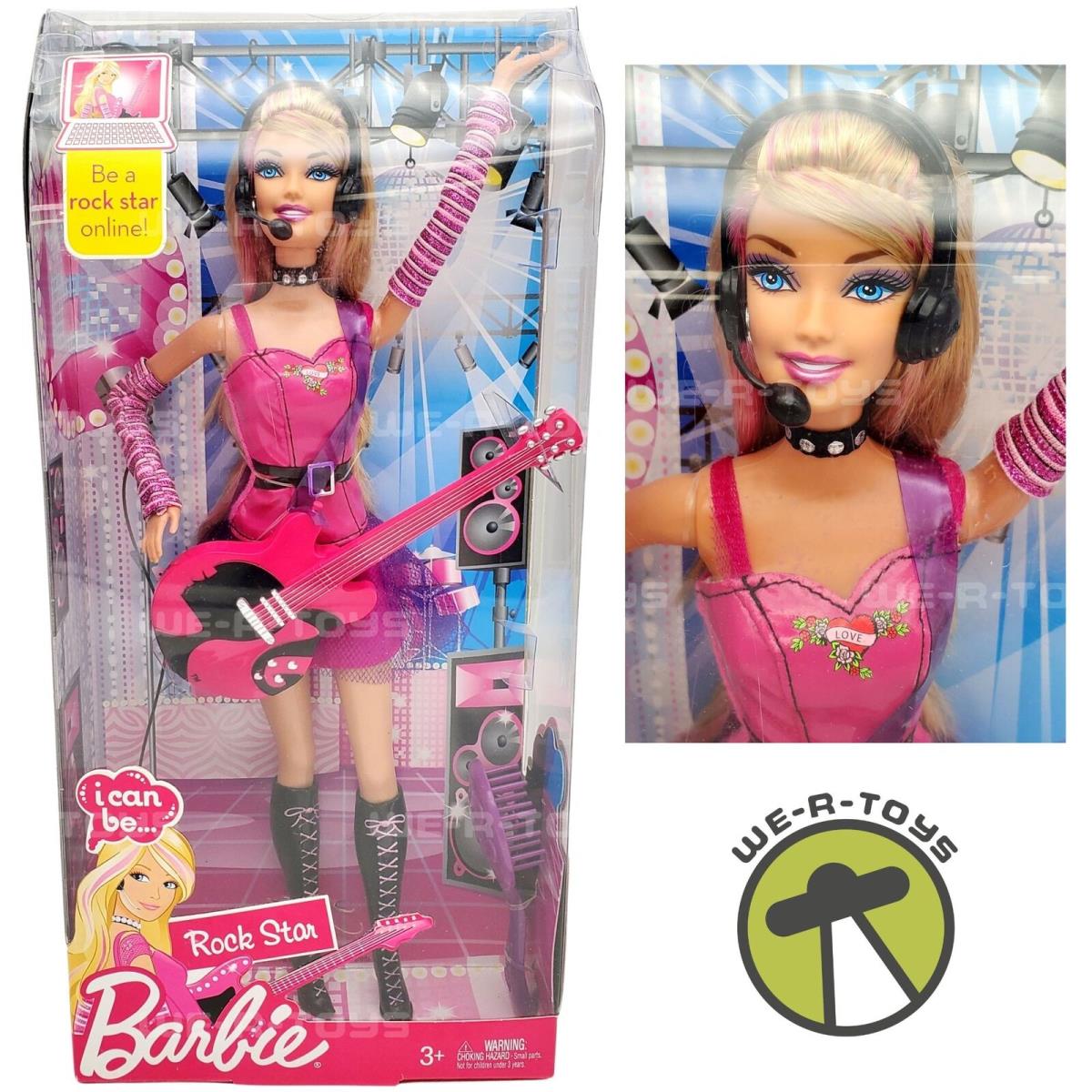 Barbie I Can Rock Star Doll with Guitar and Headset 2009 Mattel R4229 Nrfb