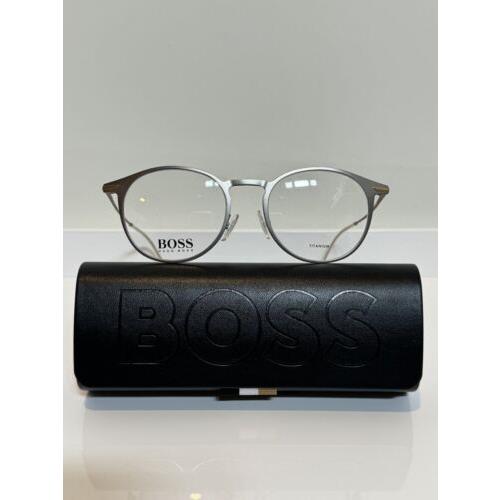 Hugo Boss 1252 R81 Grey Titanium Round Unisex Eyeglasses 50mm