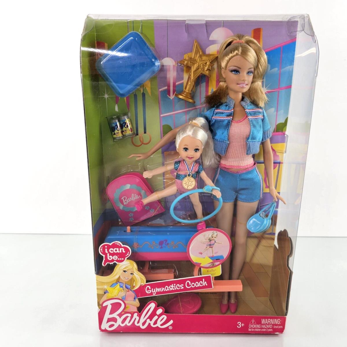 Barbie I Can Be Gymnastics Coach with Kelly Doll Set That Spins Olympics