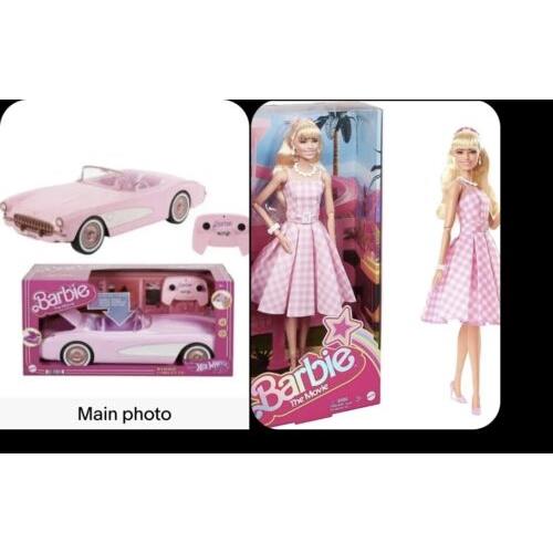 Barbie The Movie Bundle Margot Robbin Corvette Convertible Control Remote Car