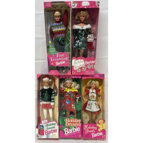 5 Nrfb Vintage 1990s Christmas Holiday Barbie Doll Festive Season Dreams Treats