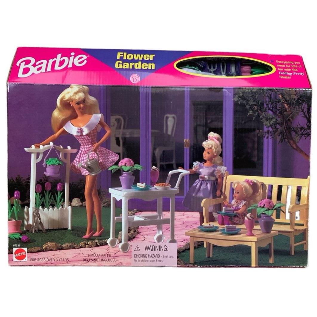 Vtg Barbie Doll Flower Garden Folding Pretty House Playset
