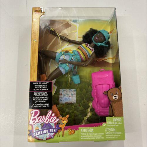 Barbie Made to Move Camping Fun Rock Climber AA African American Doll FNY37