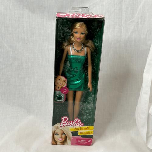 Hard To Find 2011 Barbie May Emerald Birthstone Doll Box Shows Wear