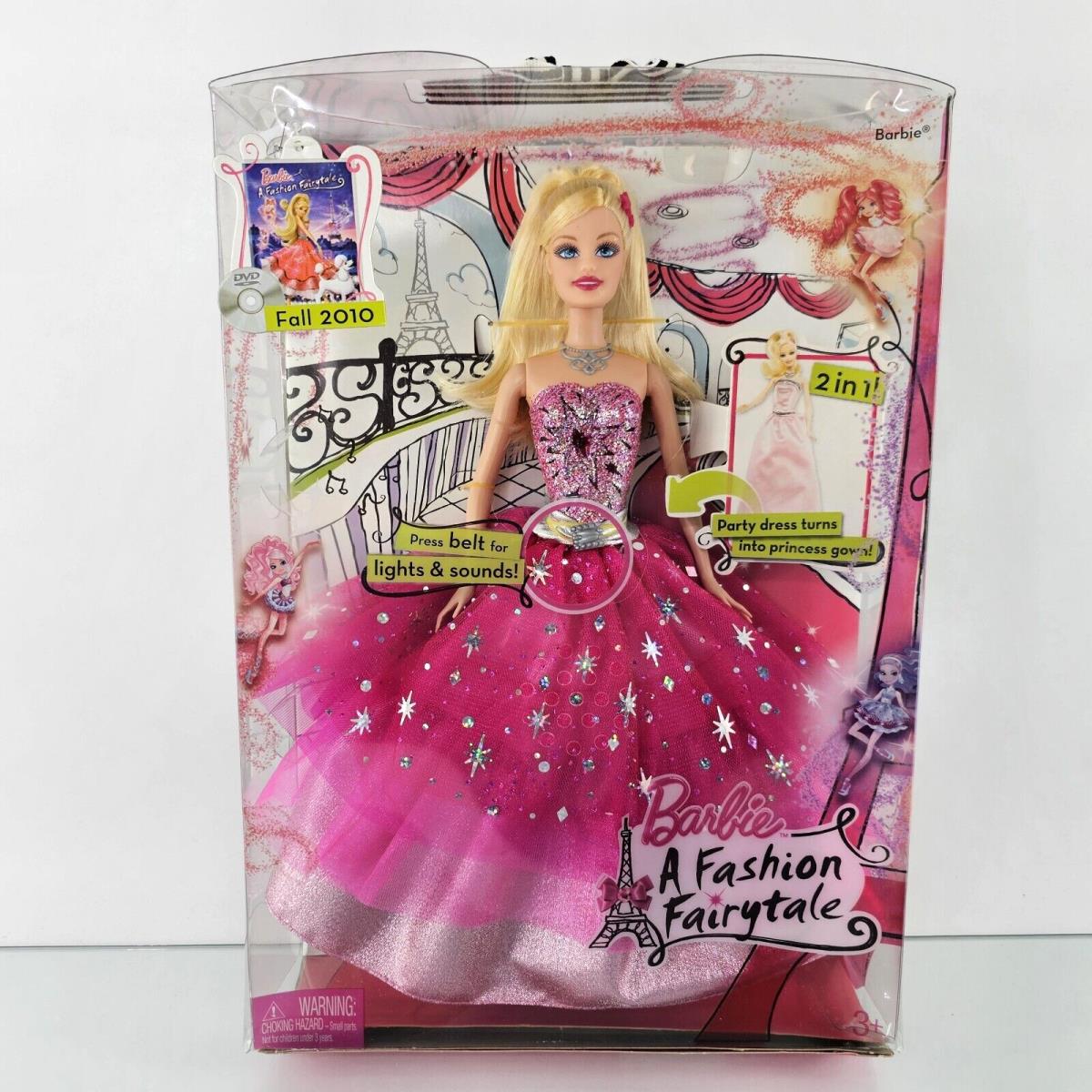 Barbie A Fashion Fairytale Doll T2562 Couture Dress Transforms Light-up 2009