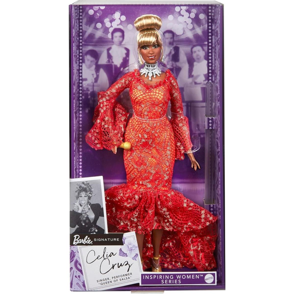 Barbie Collector Doll Queen of Salsa Celia Cruz In Red Lace Dress - /