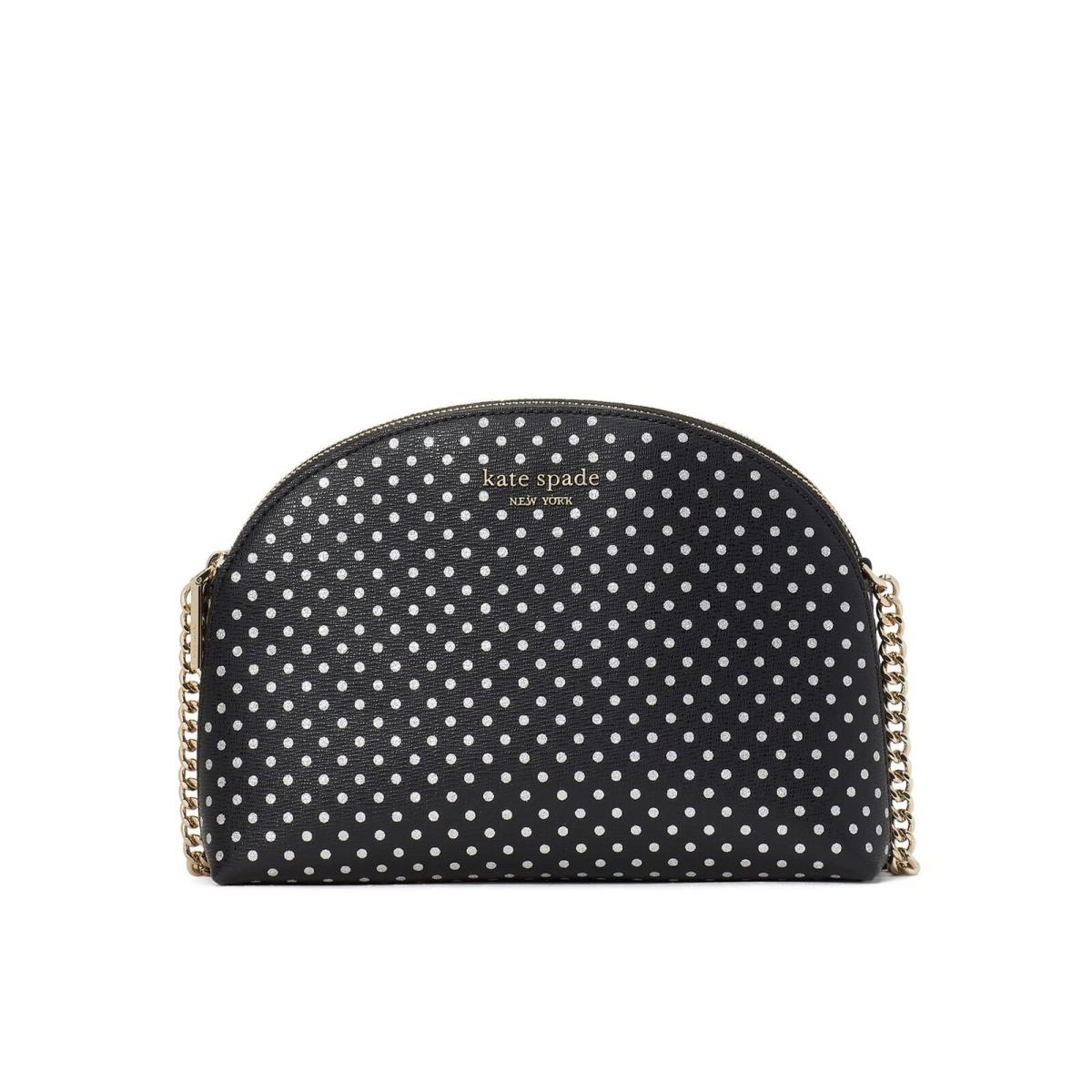 Kate Spade New York Spencer Metallic Dots Double Zip Crossbody Black Multi