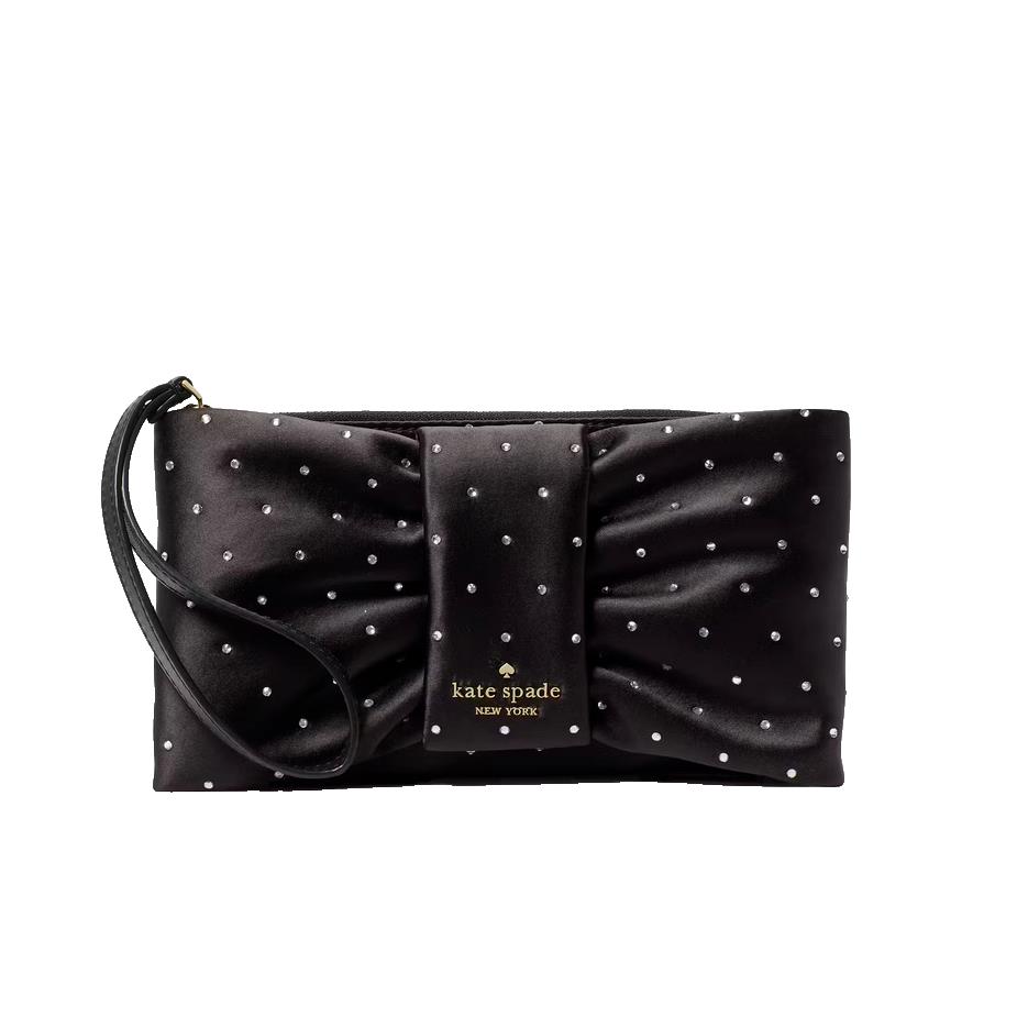 Kate Spade Bow Embellished Fabric Wristlet Black KE649