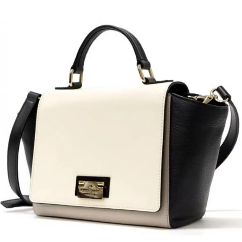 Kate Spade Black Cream and Taupe Colorblock Small Laurel Satchel/crossbody