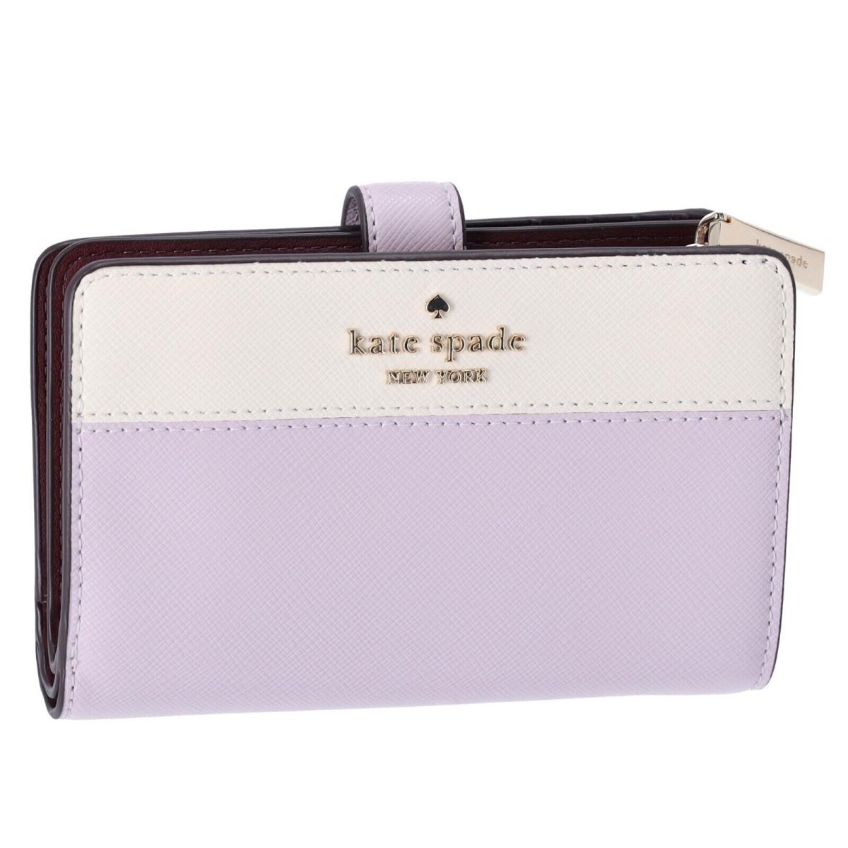 Kate Spade Madison Medium Compact Bifold Wallet Moonlight Lilac Multi Colorblock