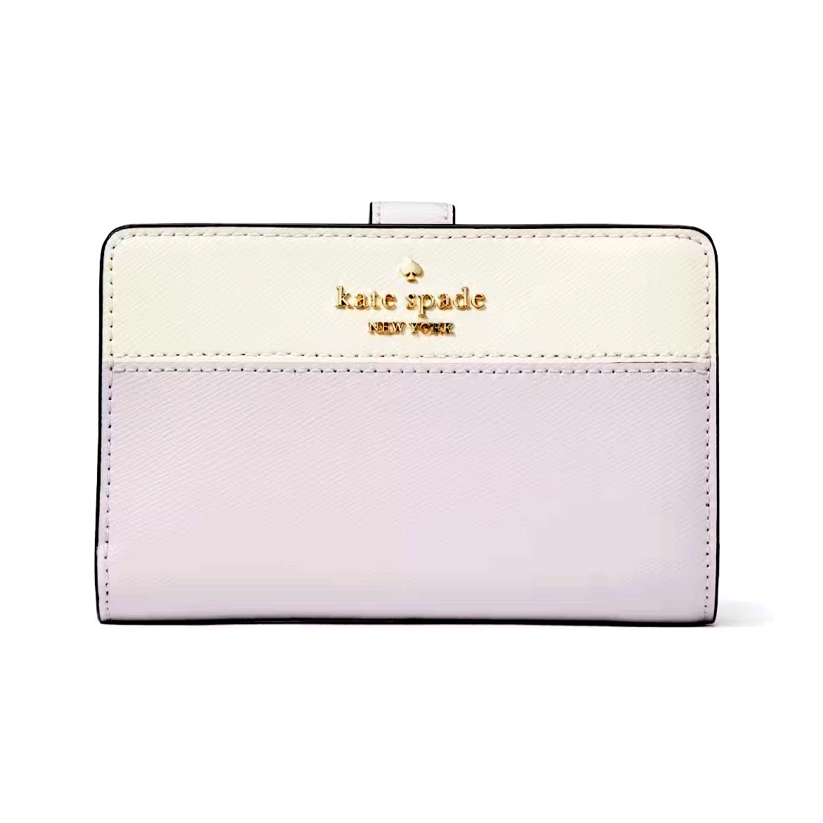 New Kate Spade Madison Medium Compact Bifold Wallet Leather Lilac Moonlight