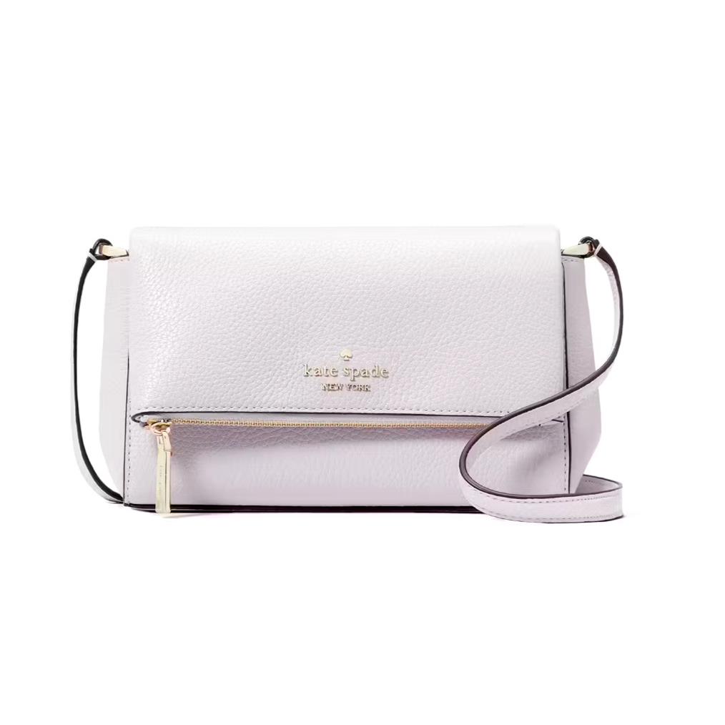 New Kate Spade Leila Mini Zip Crossbody Pebble Leather Lilac Moonlight