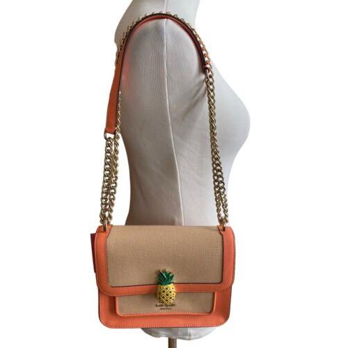 Kate Spade Melon Ball Pineapple Remi Flap Chain Crossbody Shoulder Bag - Handle/Strap: Orange, Hardware: Gold, Exterior: Orange