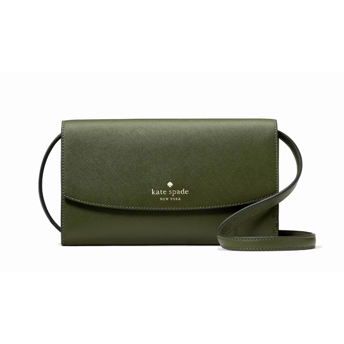 New Kate Spade Dana Small Flap Crossbody Saffiano Enchanted Green with Dust Bag