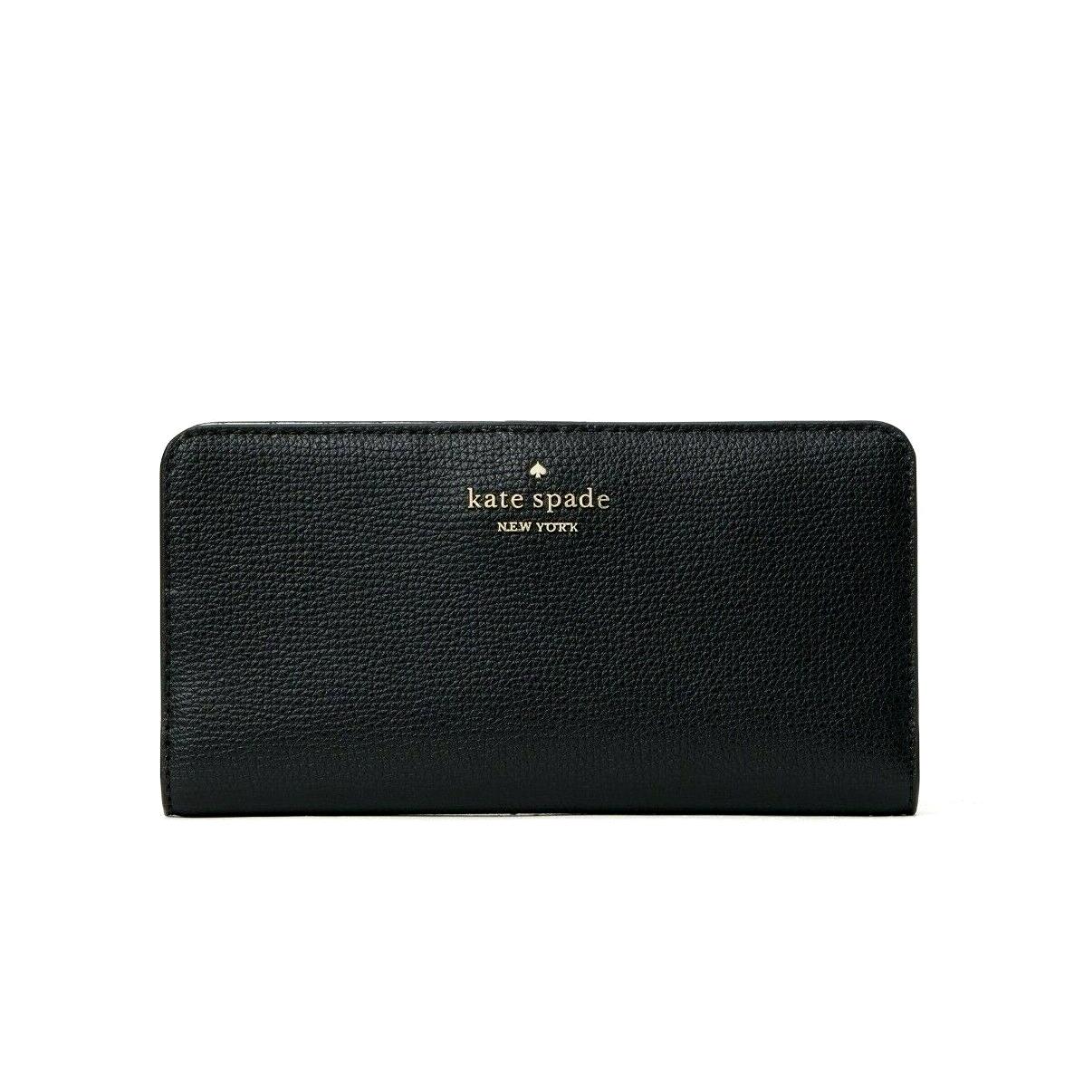New Kate Spade Darcy Large Slim Bifold Wallet Grain Leather Black Multi