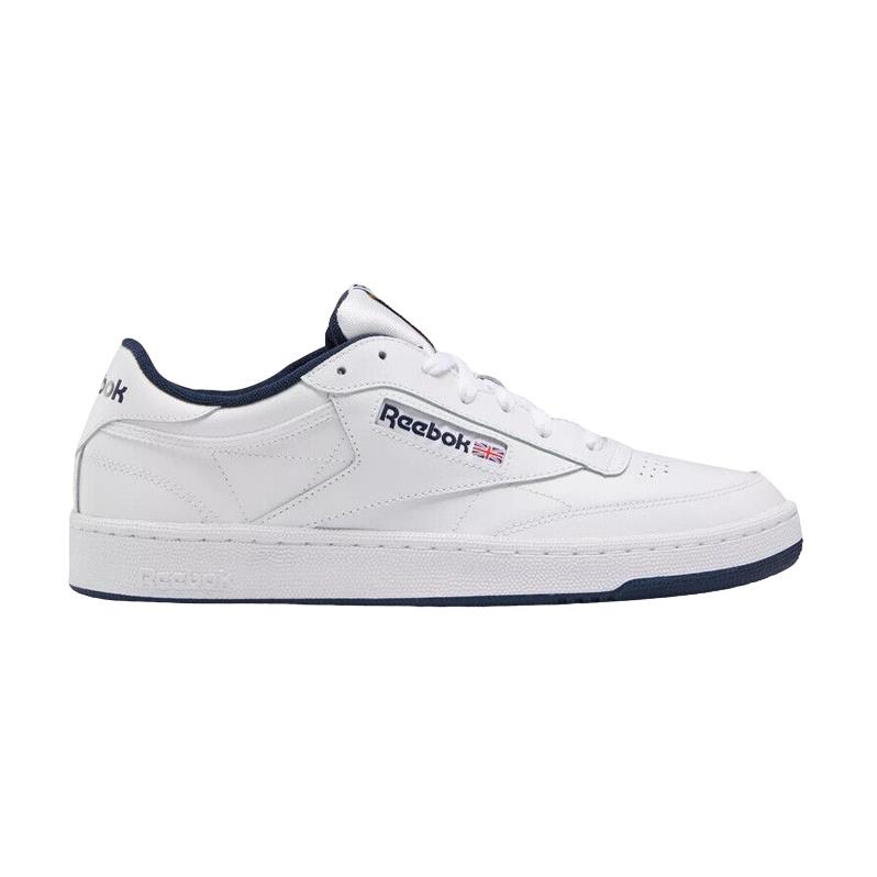 Men Reebok Club C 85 Leather Shoes White Navy AR0457