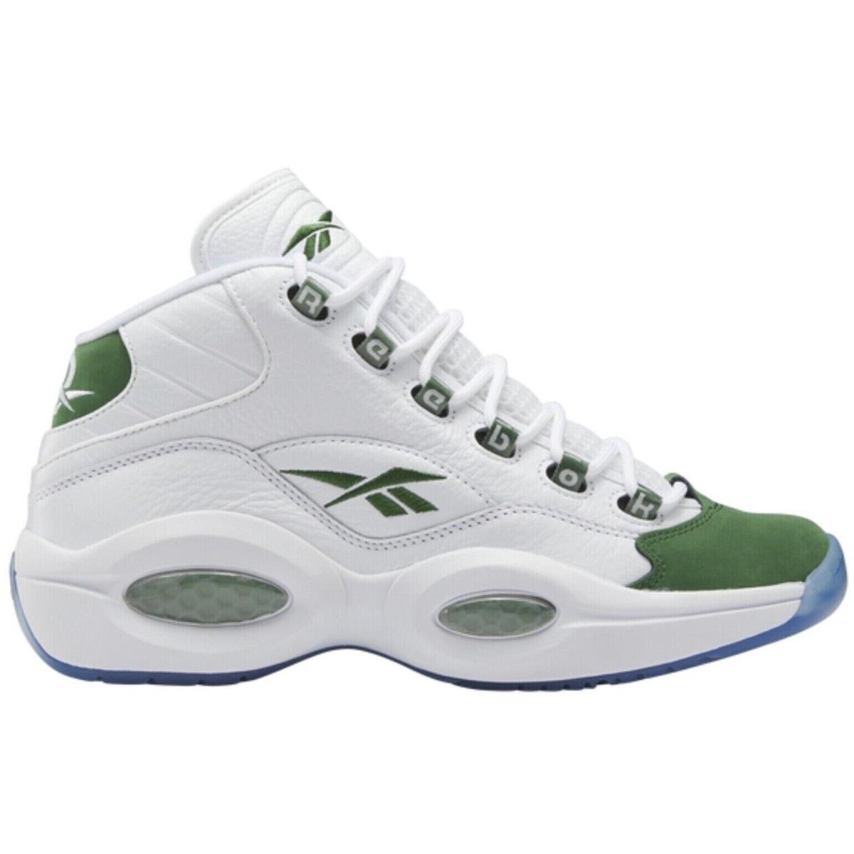 Reebok Question Mid Men`s Basketball Shoes All Colors US Sizes 7-14 White / Green