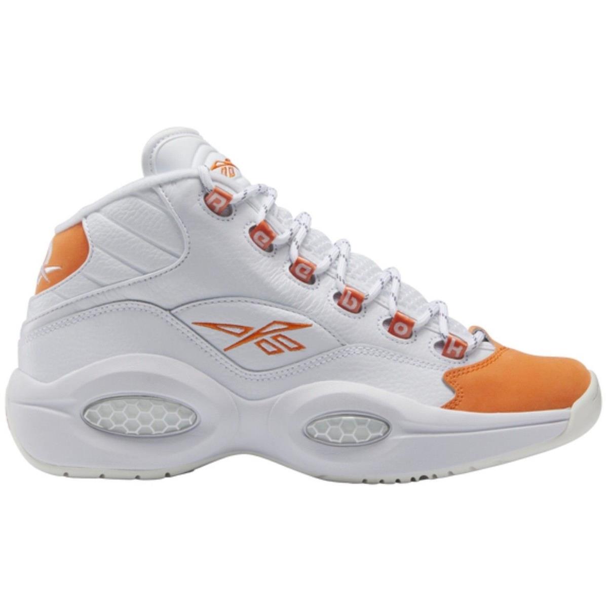 Reebok Question Mid Men`s Basketball Shoes All Colors US Sizes 7-14 White / Orange