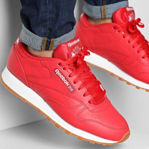 Reebok Classic Leather Men s Athletic Sneaker Running Shoe Red Gum Trainer