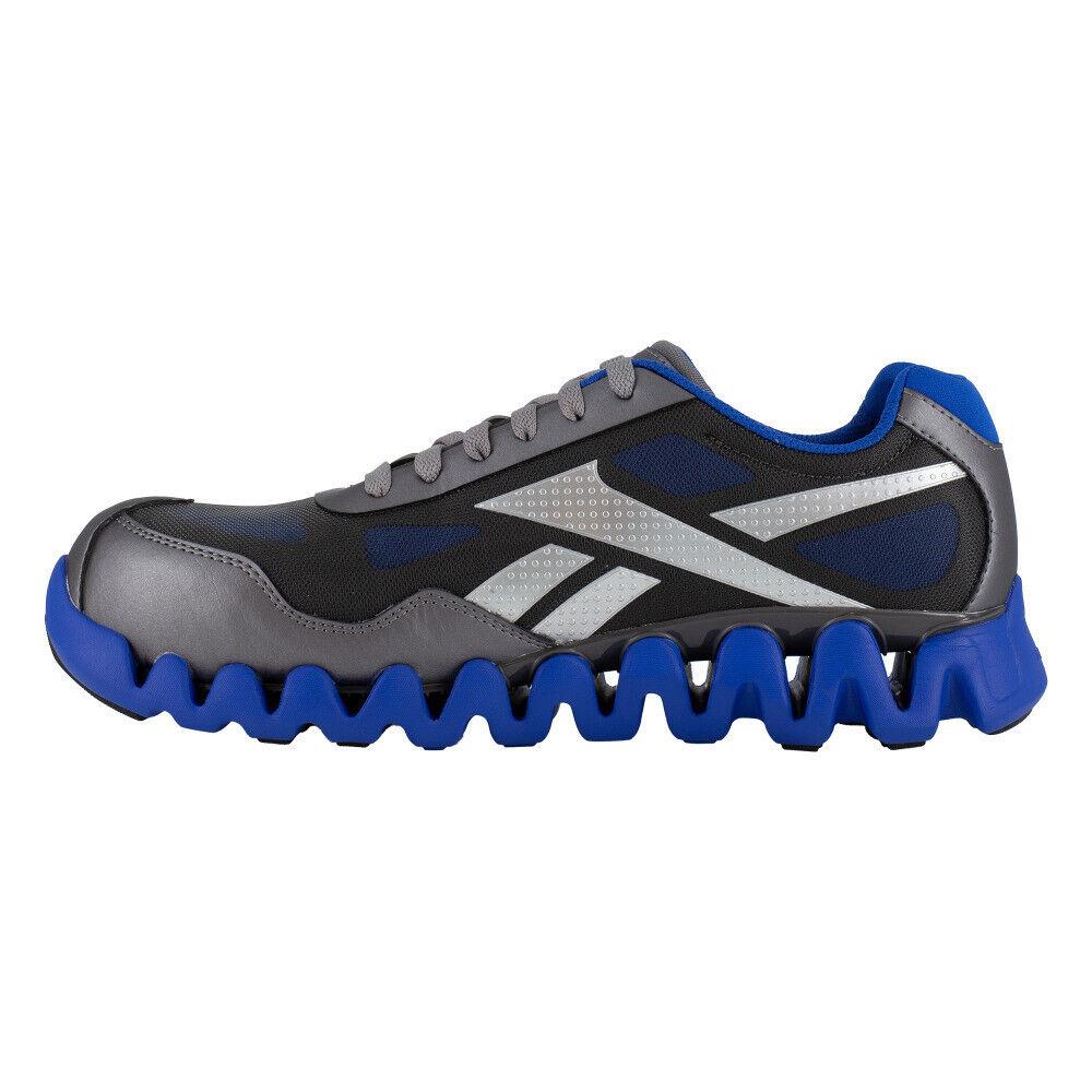 Reebok Zig Pulse Work Men`s Athletic Work Shoe Grey/blue Boots RB3018 - All Size - Grey and Blue
