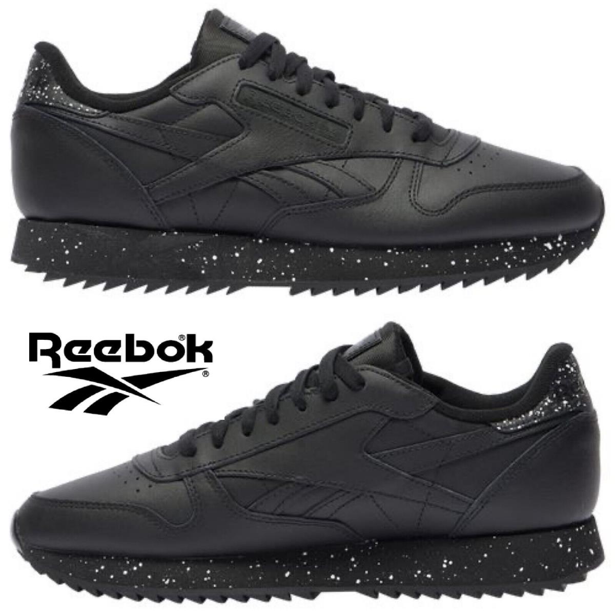 Reebok Classic Leather Men`s Sneakers Running Training Shoes Casual Sport Black - Black, Manufacturer: Black