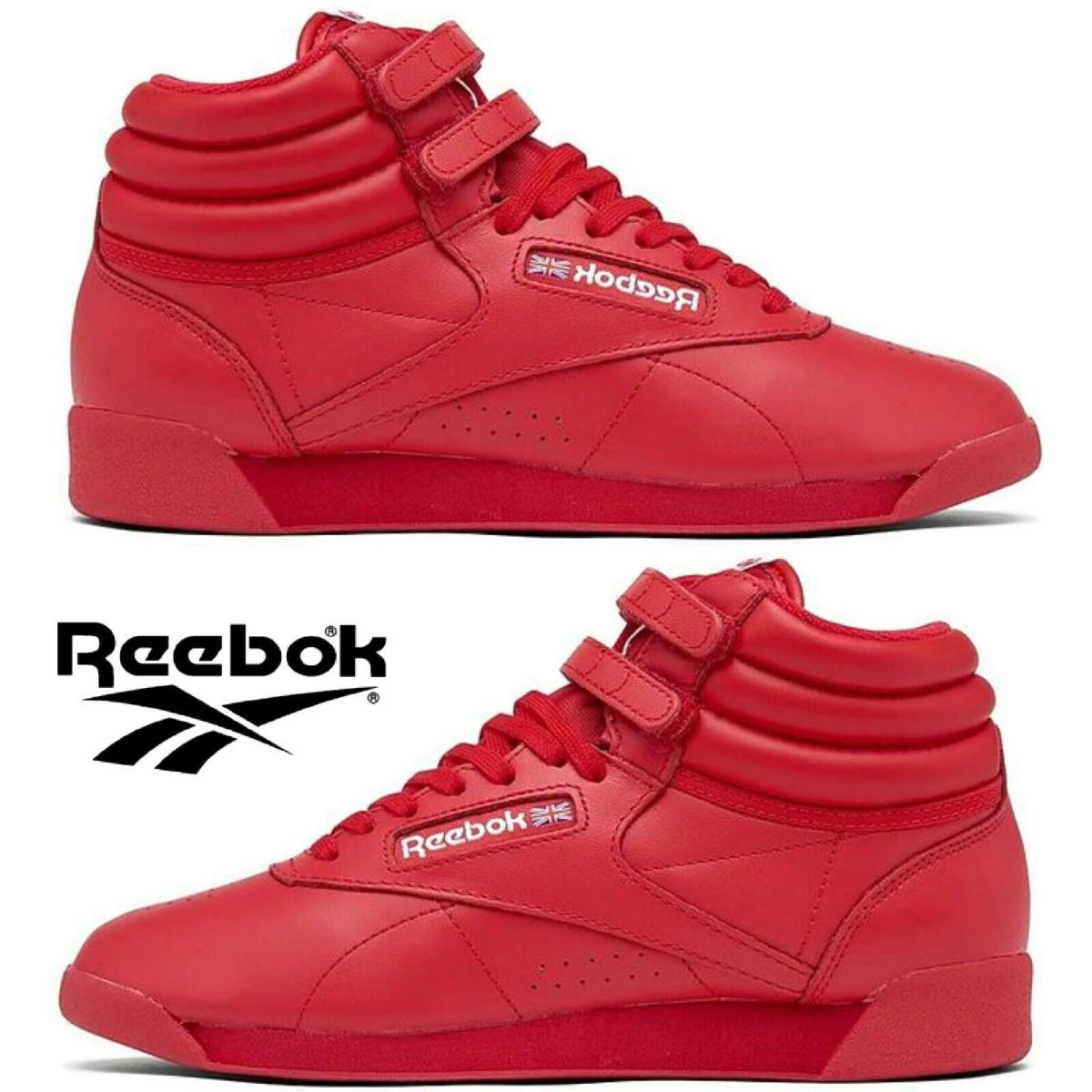 Reebok Freestyle HI Women`s Sneakers Sport Workout Casual Shoes Red