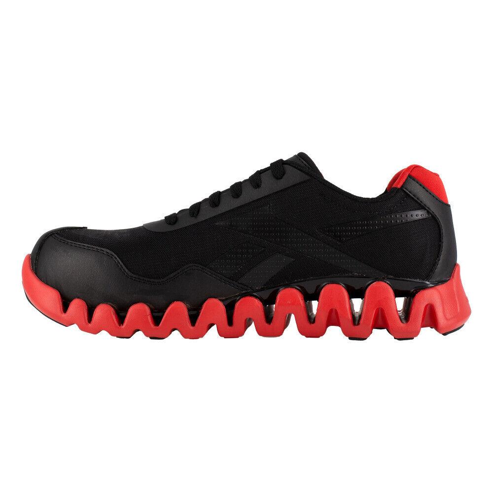 Reebok Zig Pulse Work Men`s Athletic Work Shoe Black/red Boots RB3016 - All Size - Black and Red