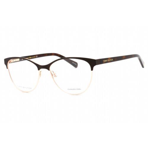 Tommy Hilfiger Women`s Eyeglasses Matte Brown Gold Oval Frame TH 1886 0UFM 00