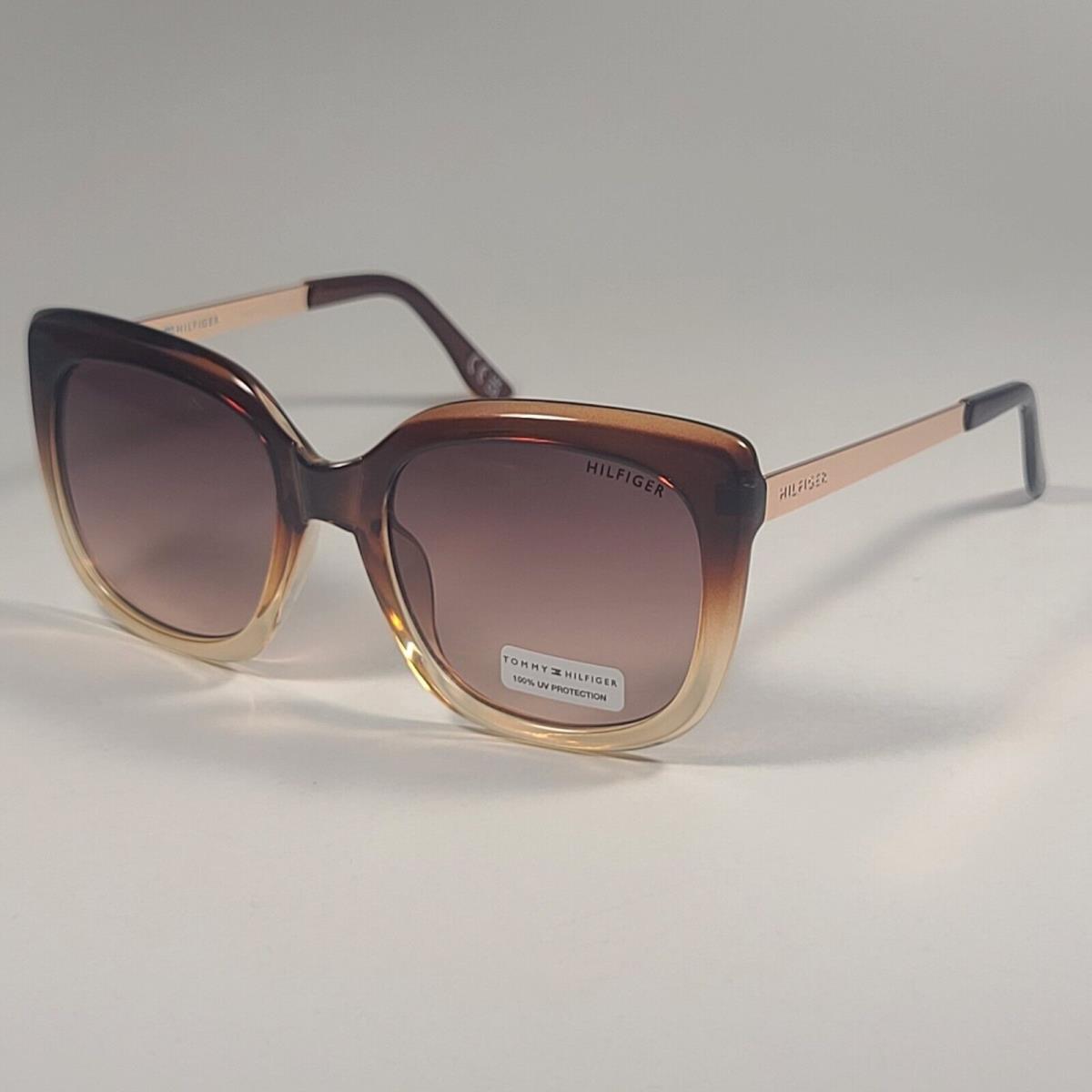 Tommy Hilfiger WM OL608 Oversized Sunglasses Brown Crystal Gold Brown Gradient