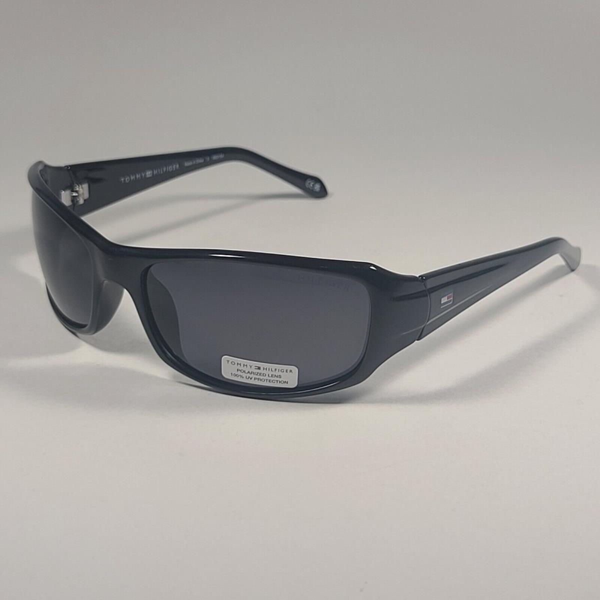 Tommy Hilfiger MP OM627 Polarized Sport Wrap Sunglasses Shiny Black Frame Gray