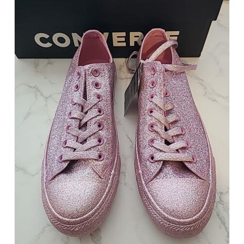 Converse Ctas ox Pink Glitter Shoes Low Sneakers Metallic Mens 10 Womens 12