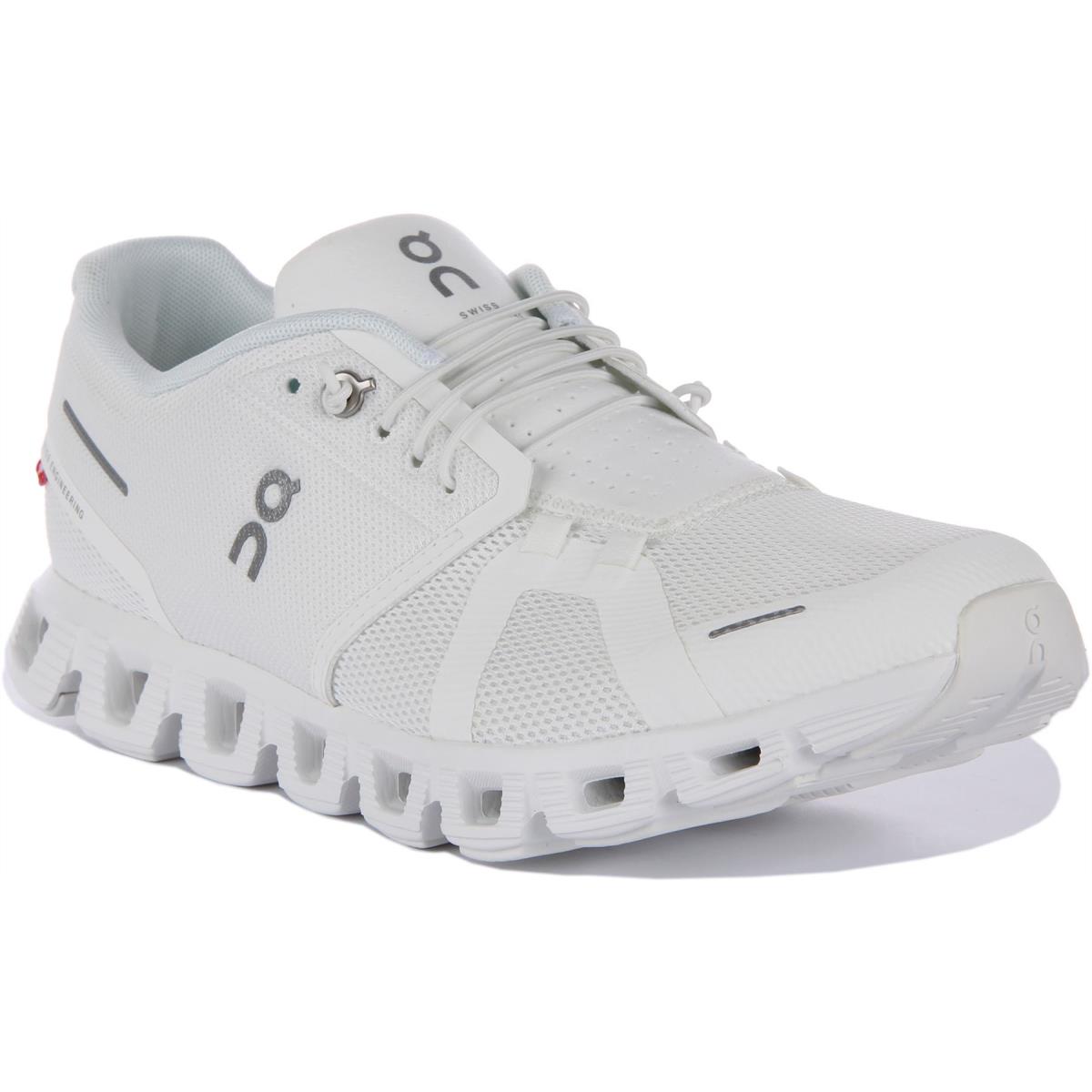 On Running Cloud 5 Reflective Logo Cloudtec Running Shoe White Mens US 7 - 13 WHITE