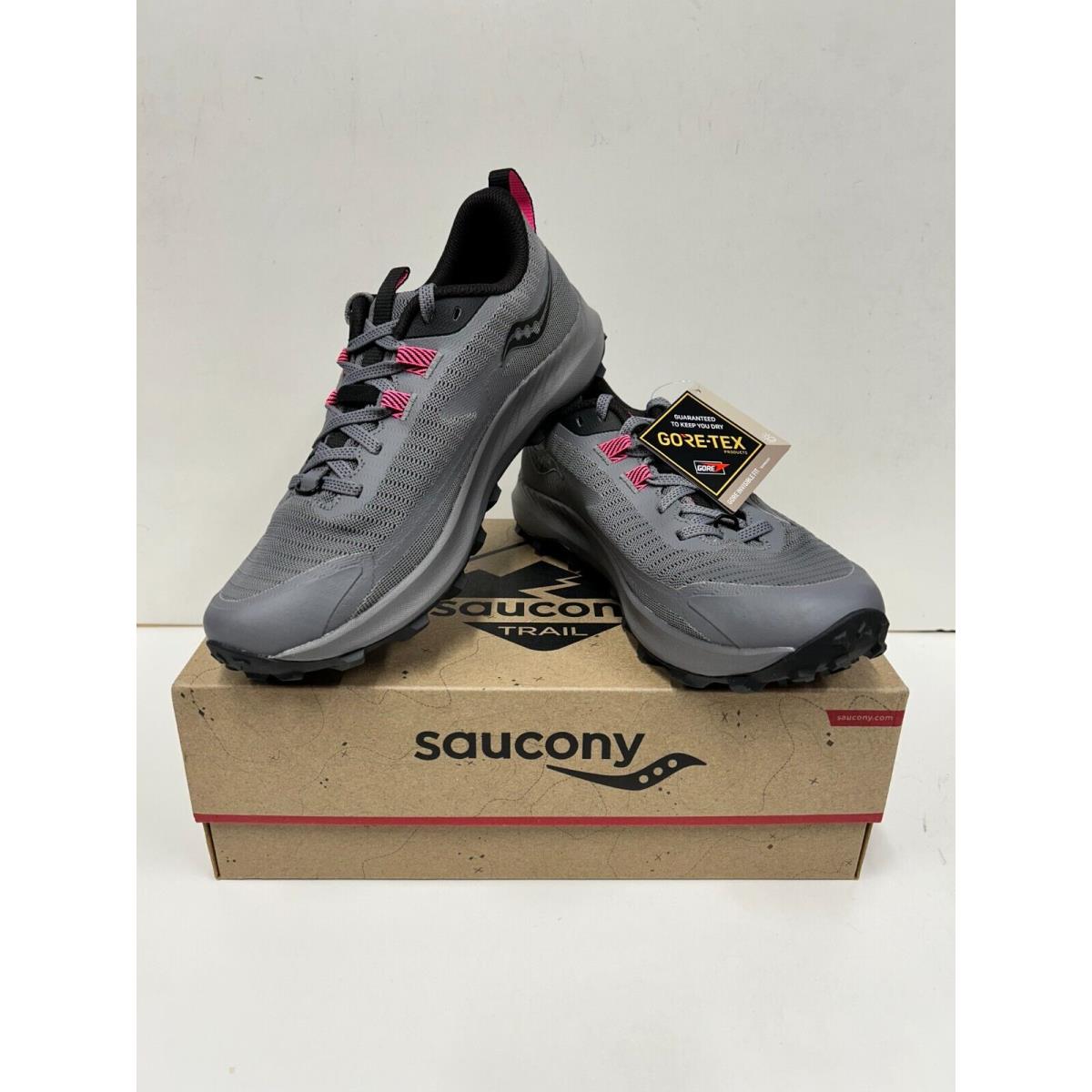 Saucony Peregrine 13 Gtx Waterproof Women`s Running Shoes Gravel/Black (05)