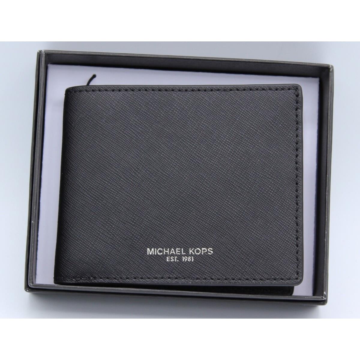 Michael Kors Slim Andy Bifold Black Leather Mens Wallet 86S9LANF5L