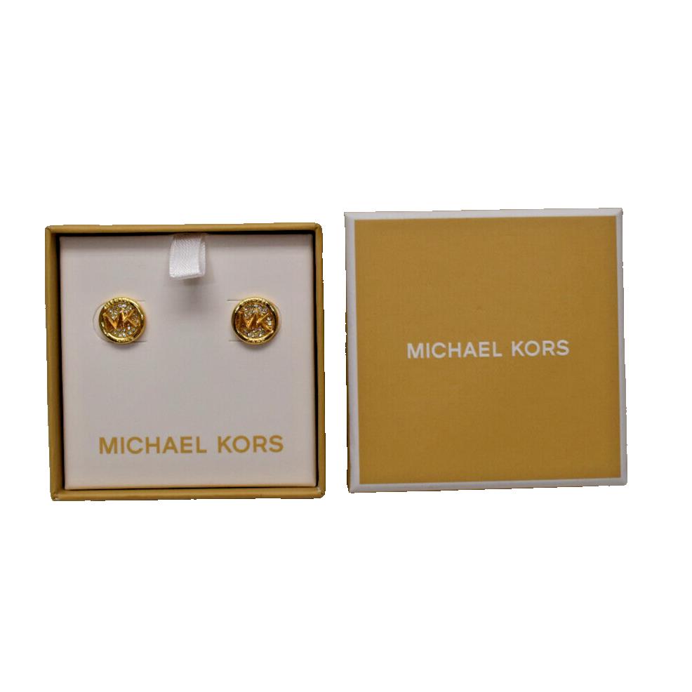 Michael Kors MK Pave Logo Studs Earrings Goldtone MKJX8012710