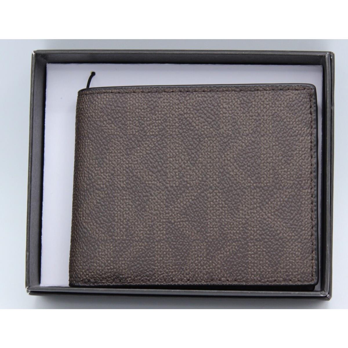 Michael Kors Slim Andy Bifold Brown Leather Mens Wallet 86S9LMNF5B