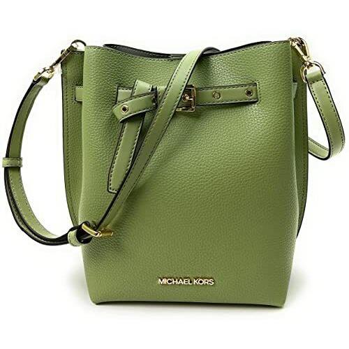 Michael Kors Small Leather Bucket Crossbody Bag Messenger Handbag Purse Green