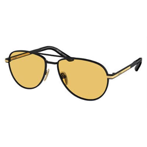 Prada PR Sunglasses Men Matte Black / Yellow 60mm