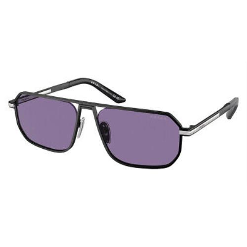 Prada PR Sunglasses Matte Black / Violet Mirrored Internal Silver