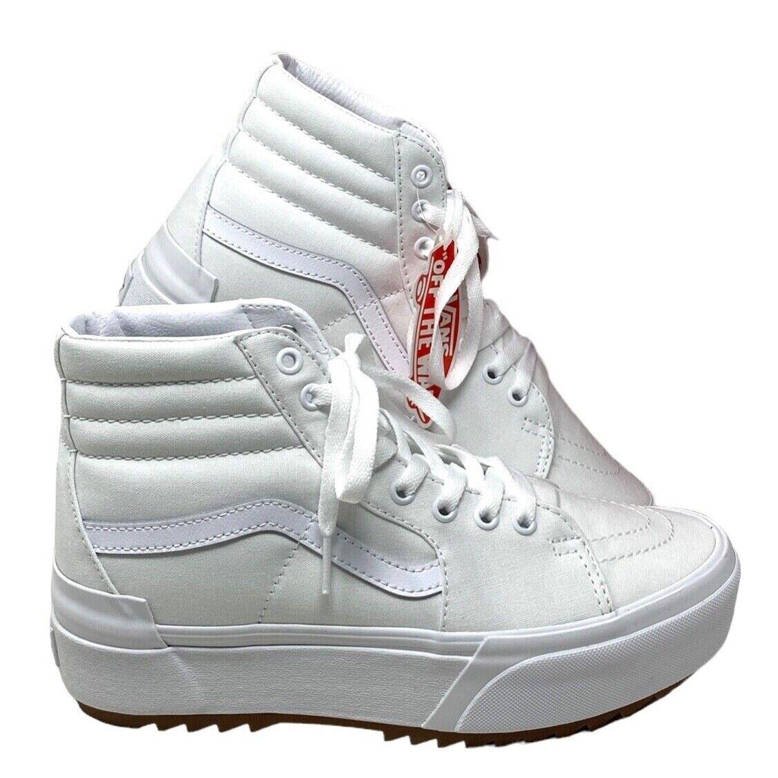 Vans Sk8-Hi Stacked Sneakers White Canvas Women Size Platform Shoes VN0A4BTWL5L