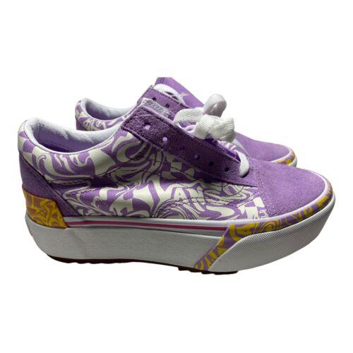 Vans Old Skool Stacked Sneaker Platform Womans 6.5 Wavy Daze Sheer Lilac Purple - Purple